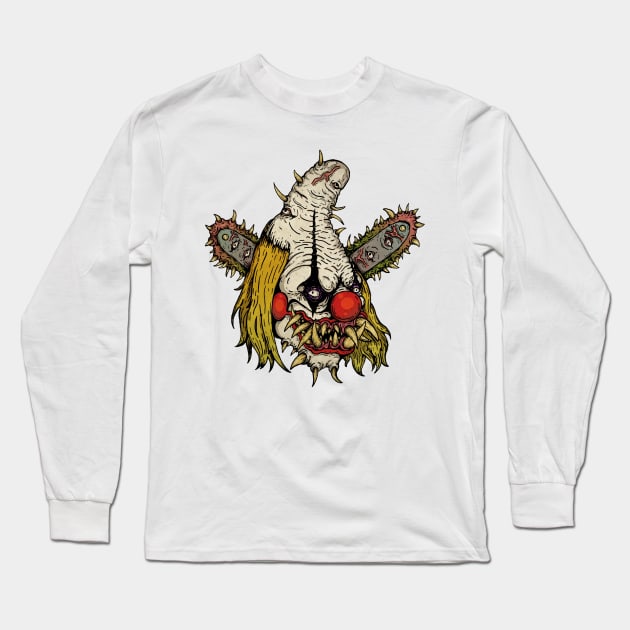 Skull and Chainsaw Long Sleeve T-Shirt by Legendaryclowndaddy